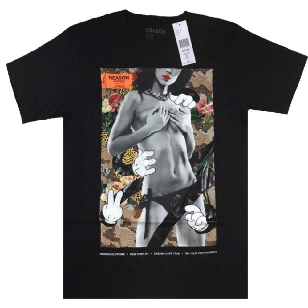 Men’s “Toon Hands and Woman” T-Shirt. Size Large.